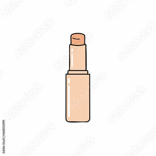 Cute Cartoon Illustration of a Light Beige Concealer Stick