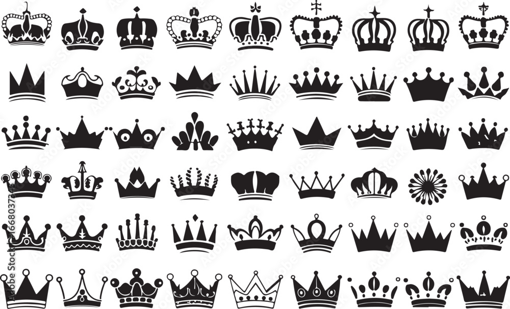 Fototapeta premium crown silhouettes of various trees on white background