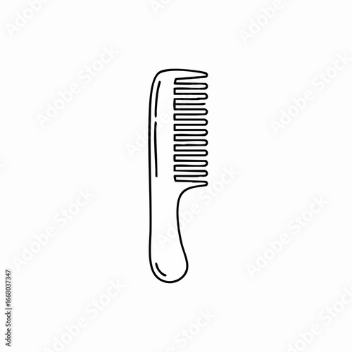 Minimalist Line Art of a Classic Hair Comb with Smooth Handle