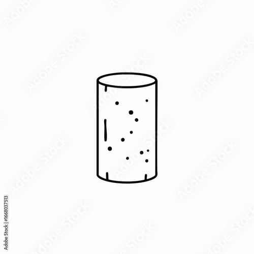 Stylized Wine Cork Illustration with Speckled Texture and Vertical Groove