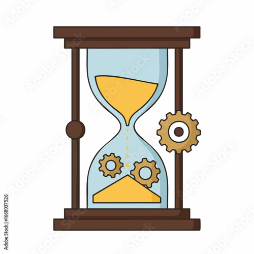 Hourglass with Gears: A Conceptual Illustration of Time and Mechanical Processes