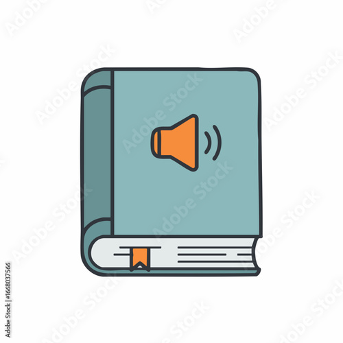 Audiobook Icon on a Simple Book Illustration