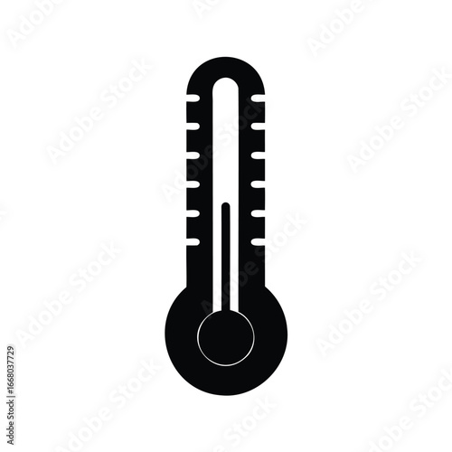 A simplistic monochrome representation of a temperature measuring device, a thermometer. Thermometer silhouette vector illustration