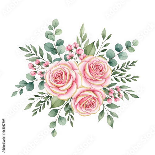 Soft pink roses and greenery floral arrangement for elegant designs
