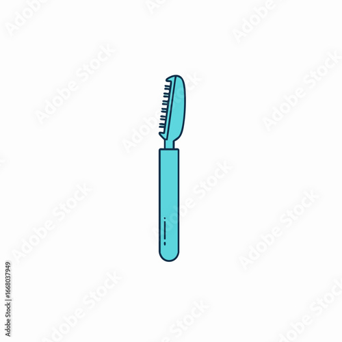 Teal and Dark Blue Line Art Eyelash Comb Illustration