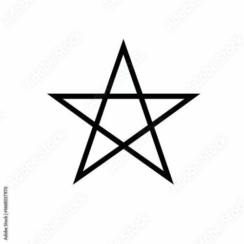 Simple Black Pentagram Symbol on Transparent Background, Isolated.