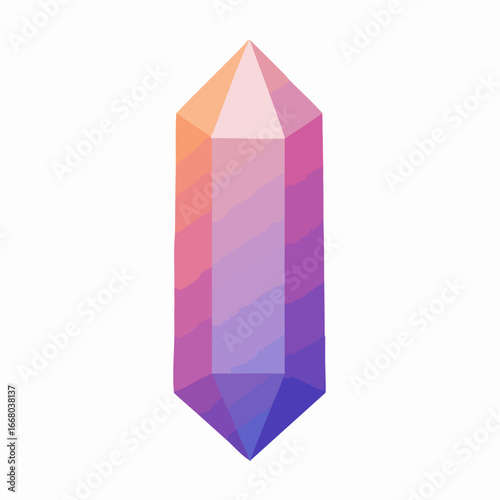 Gradient Crystal Prism with Geometric Facets and Vibrant Color Tones