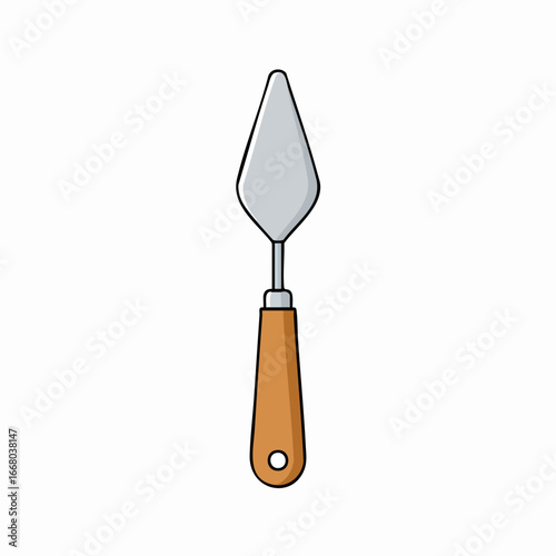 Palette Knife with Brown Wooden Handle and Pointed Blade