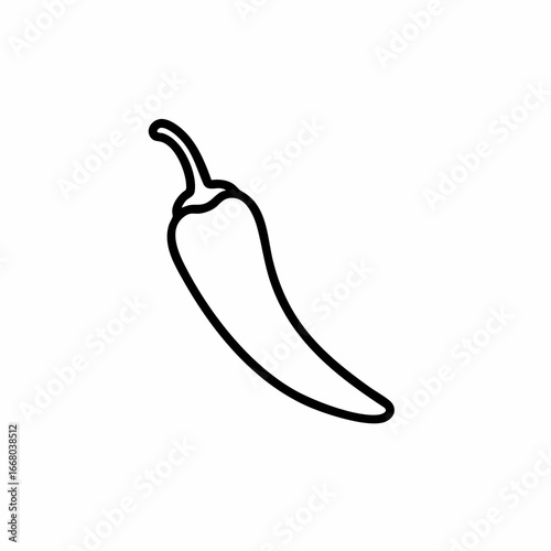 Minimalist chili pepper outline, simple black line drawing of a spicy vegetable