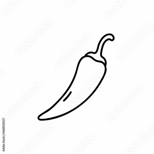 Simple Line Art Illustration of a Spicy Chili Pepper with a Curved Stem