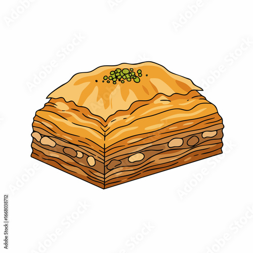 Delectable Layered Baklava with Nutty Filling and Sprinkles