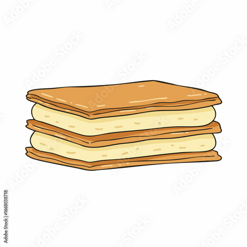 Delicious Three-Layered Mille-Feuille Pastry Illustration