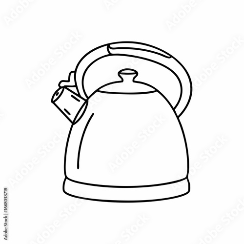 Simple Line Art Illustration of a Classic Kettle with Curved Handle