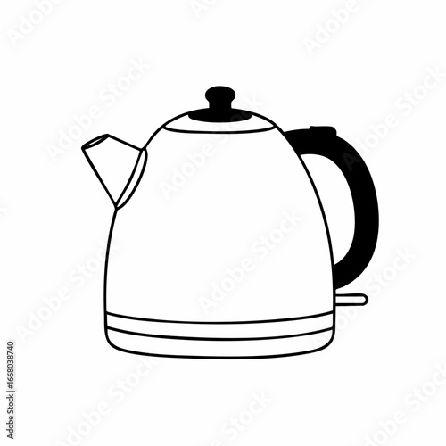Simple Black and White Teapot Illustration for Kitchen and Beverage Concepts