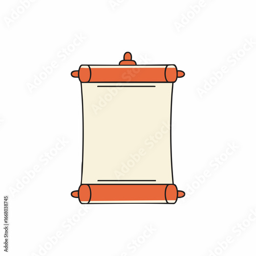 Cartoon parchment scroll with orange rods and finials, ready for a message