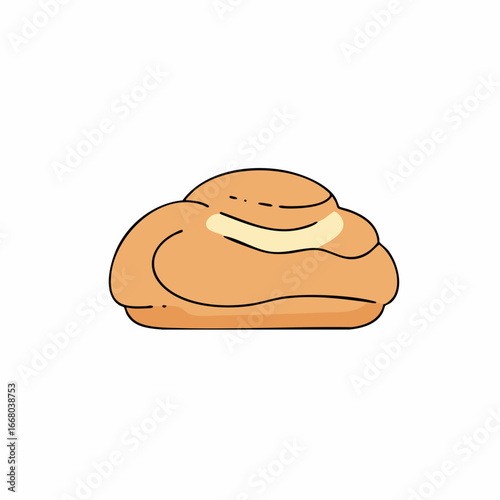 Cartoonish Cream Puff with Detailed Lines and Simple Design