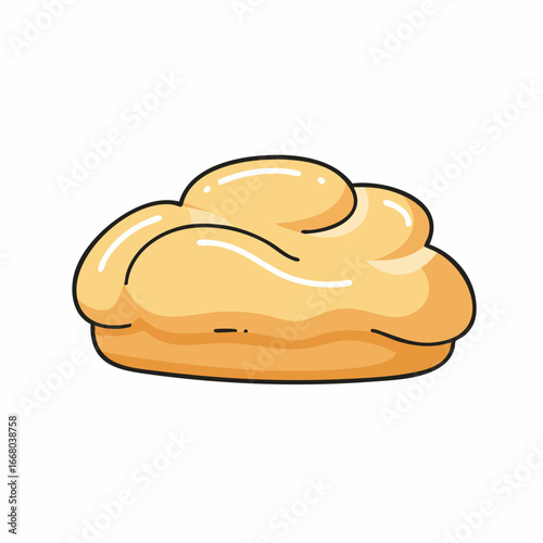 Cartoon Cream Puff Pastry with Glossy Glaze and Black Outline