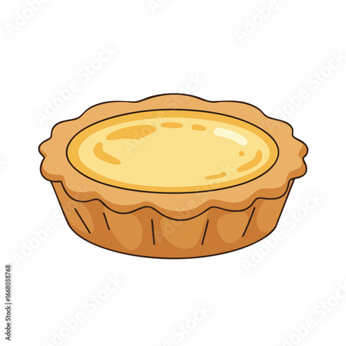 Delicious Cartoon Egg Tart with Golden Custard and Fluted Crust