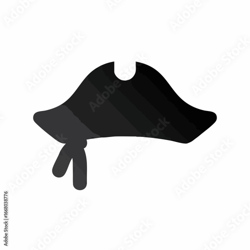 Simple Black Pirate Hat with Distinctive Shape and Tie Detail