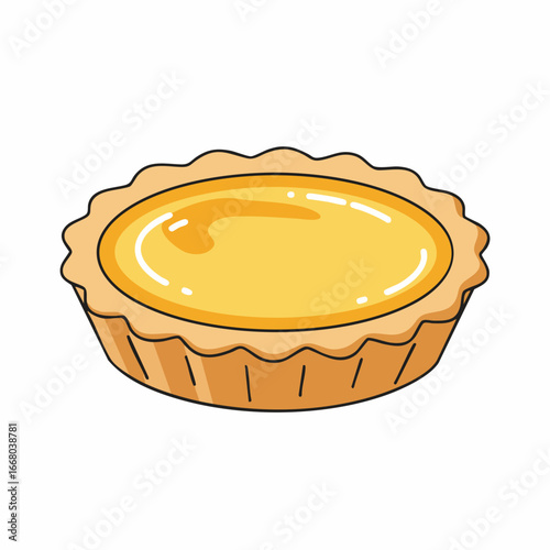 Delicious Cartoon Tart with Golden Filling and Scalloped Crust.