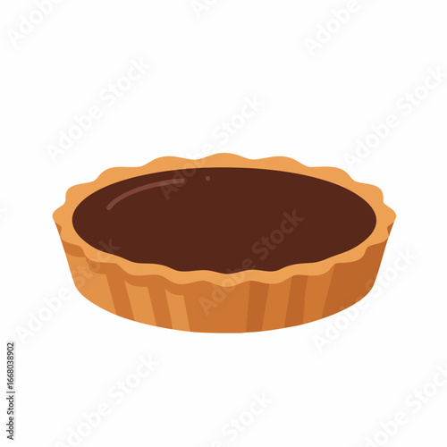 Delicious chocolate tart with a golden crust, presented at a slight angle.