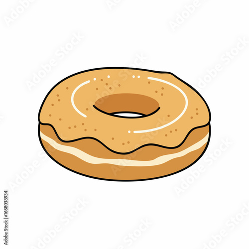 Simple Cartoon Illustration of a Glazed Donut