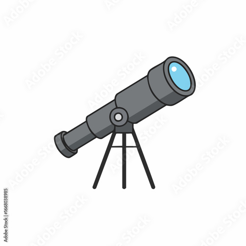 Simple Illustration of a Gray Telescope on a Tripod