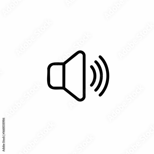 Simple Black Outline Speaker Icon with Sound Waves Emanating Outward