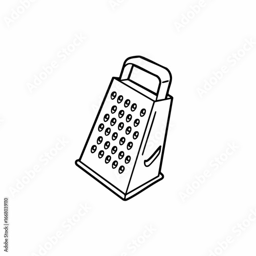 Angled Black and White Grater Depicting Kitchen Utensil for Food Preparation