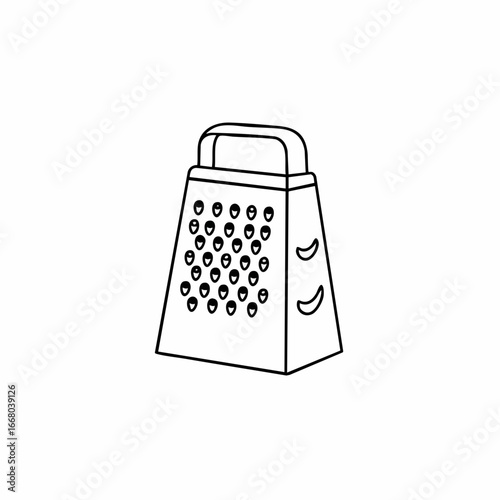 Simple Black and White Grater Depicting Kitchen Utensil for Food Preparation