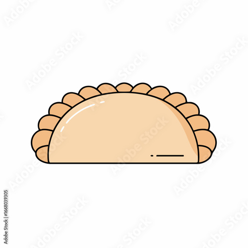Cartoon Empanada with Scalloped Edges and a Small Vent Line
