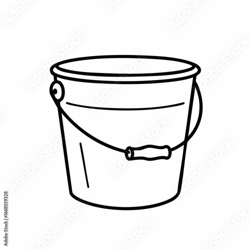 Simple Line Art Illustration of a Bucket with a Curved Handle