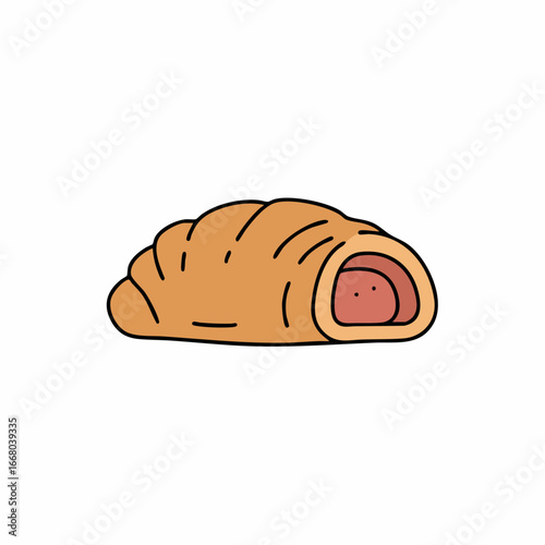 Cartoon Sausage Roll Pastry Illustration