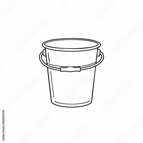 Simple Black and White Bucket with Handle, Clean and Minimalist Design