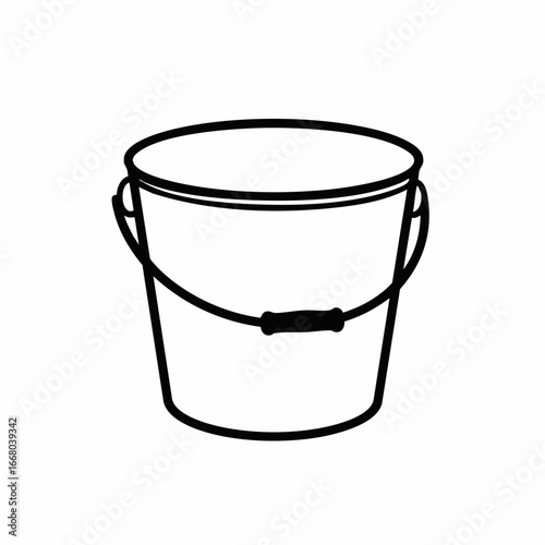 Simple Black Outline of a Bucket with a Handle and Metal Hangers