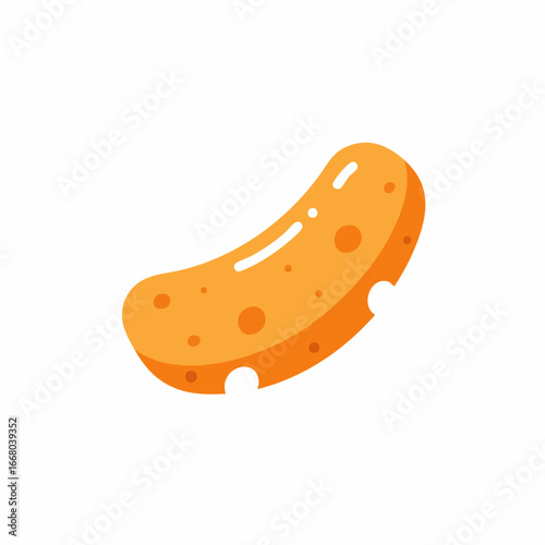 Cartoonish Orange Snack with White Highlights and Circular Details