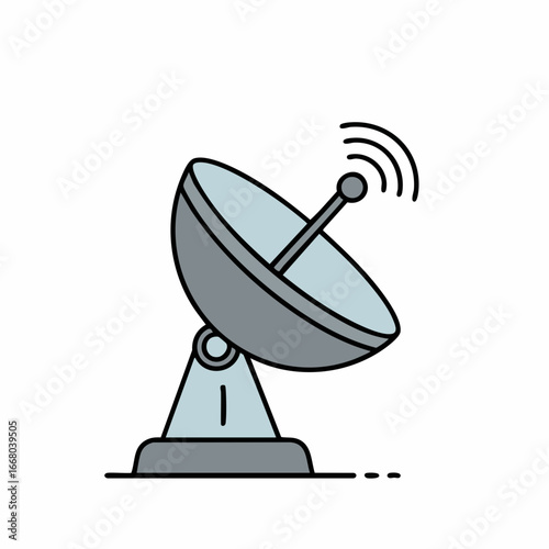 Stylized Satellite Dish Transmitting Signals with Modern Design.