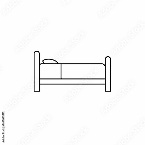 Minimalist Bed Frame with Rectangular Mattress and Small Pillow Outline