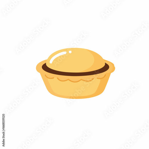Delicious, Simple, Cartoonish Pie with Golden Crust and Filling