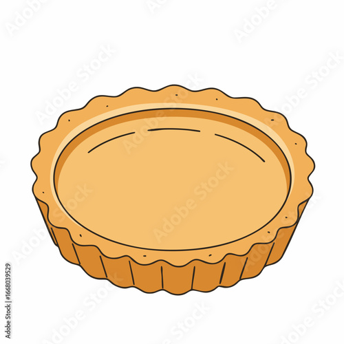 Empty Golden Tart Shell with Fluted Edge