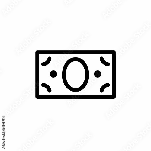 Stylized Currency Icon: Rectangular Bill with Circle and Dot Details
