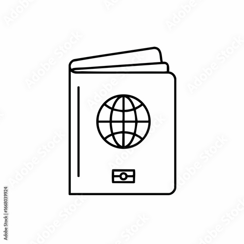 Simple Black and White Passport Icon for International Travel and Identity