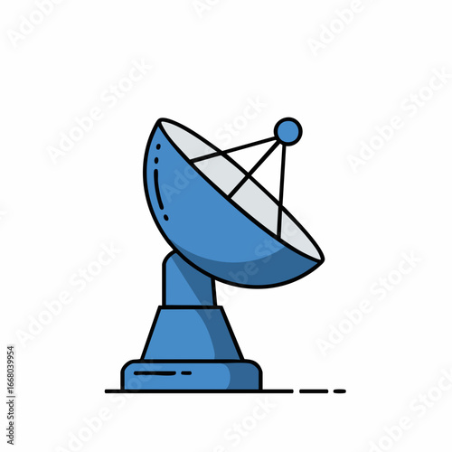 Blue Satellite Dish Illustration for Communication and Data Transmission