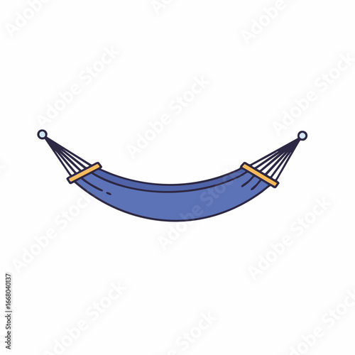 Blue Hammock with Yellow Accents, Relaxing and Swinging Leisure.