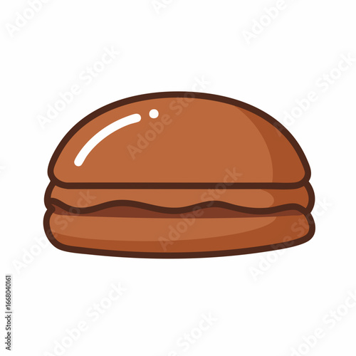 Simple Cartoon Burger with Brown Buns and a White Highlight