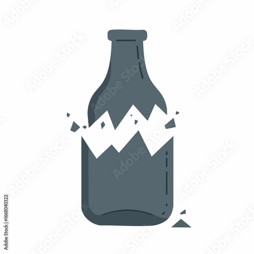 Shattered Glass Bottle Depicting Waste and Destruction