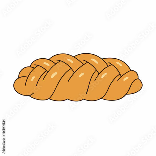 Simple Illustration of a Braided Challah Bread
