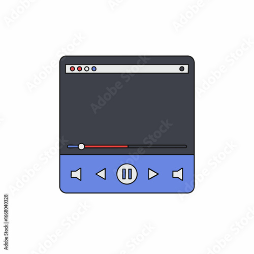 Simple Flat Video Player Interface Illustration