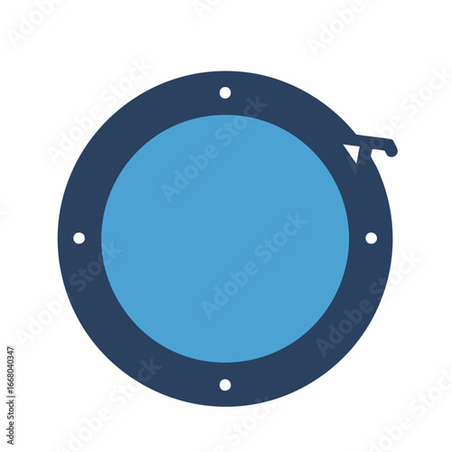 Simple Blue Round Porthole with Dark Frame