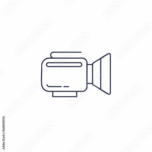 Minimalist Line Art Depiction of a Vintage Camcorder with Geometric Lens